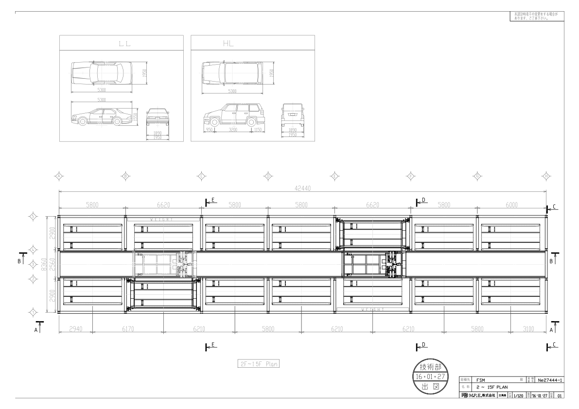 نقشه چیدمان پارکینگ مکانیزه برجی بوشهر